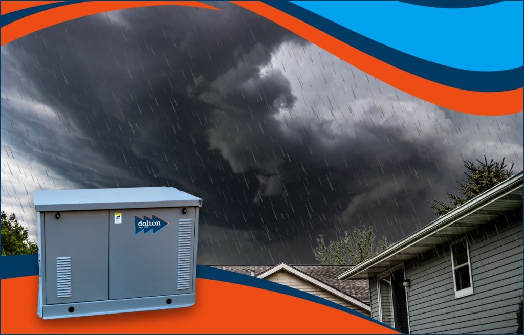 This is an image of a stormy rainy sky with a generator in the four