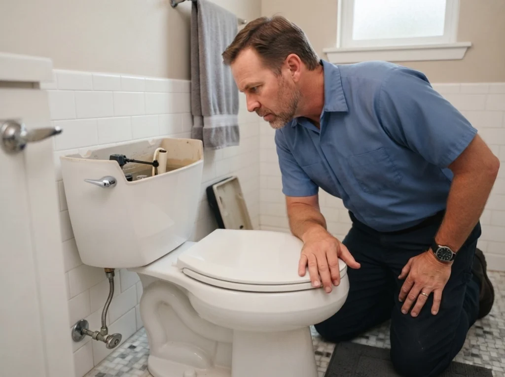 Faulty toilet tank components causing continuous water waste