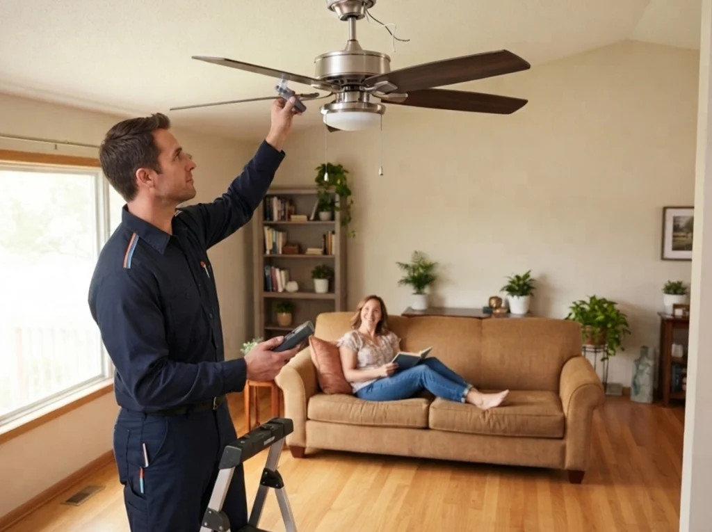 Professional ceiling fan installation improving home airflow
