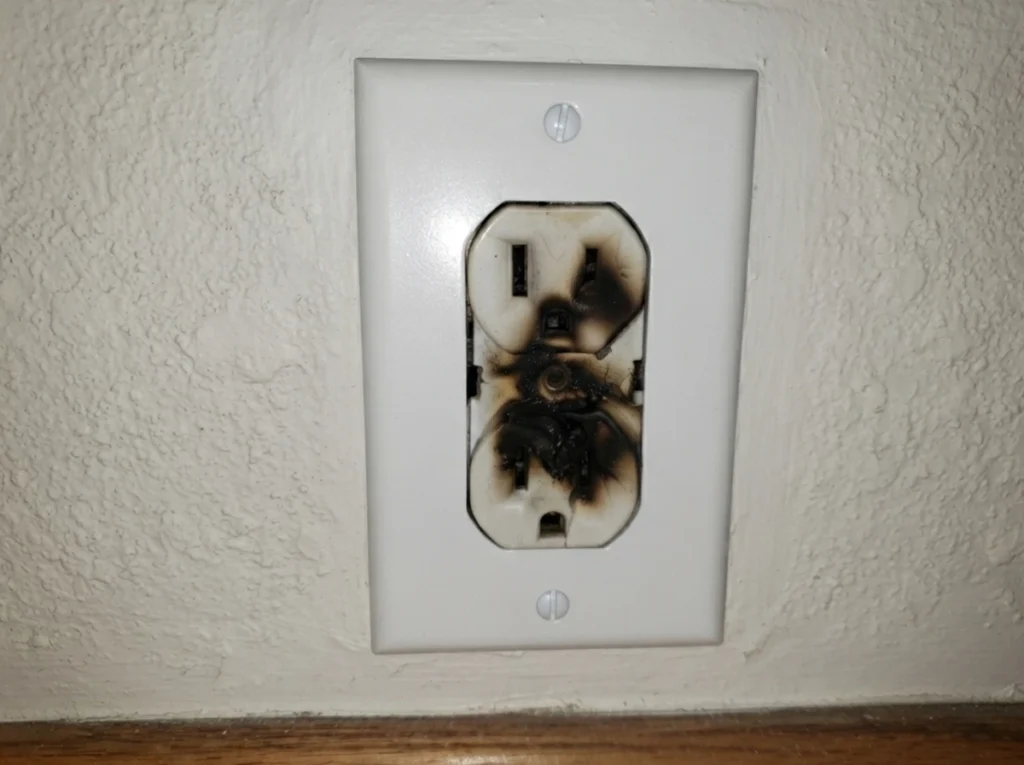 But burned out outlet need a repair