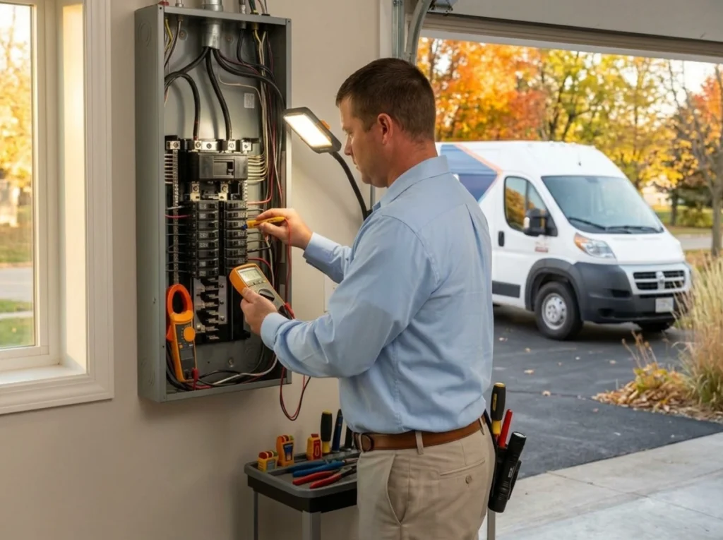 Electrician performing residential electrical inspection in Cedar Falls Iowa