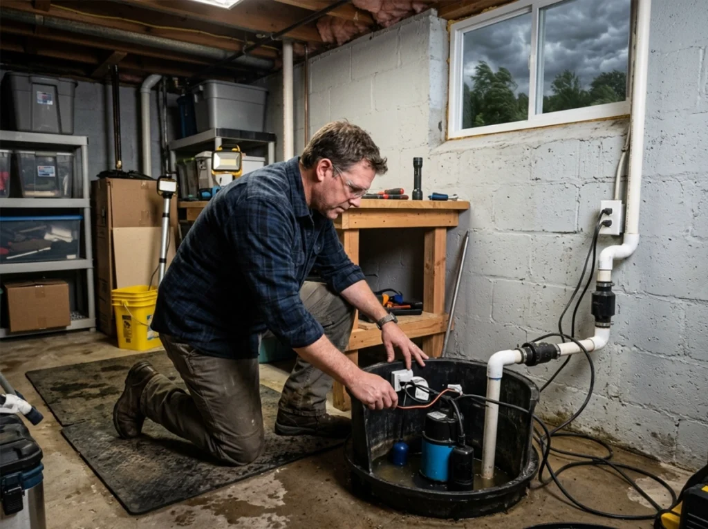 The homeowner testing has some pump in his basement.